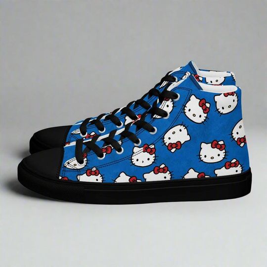 Hello Kitty Cat | Women & Girls High Top Sneakers | Blue Variant