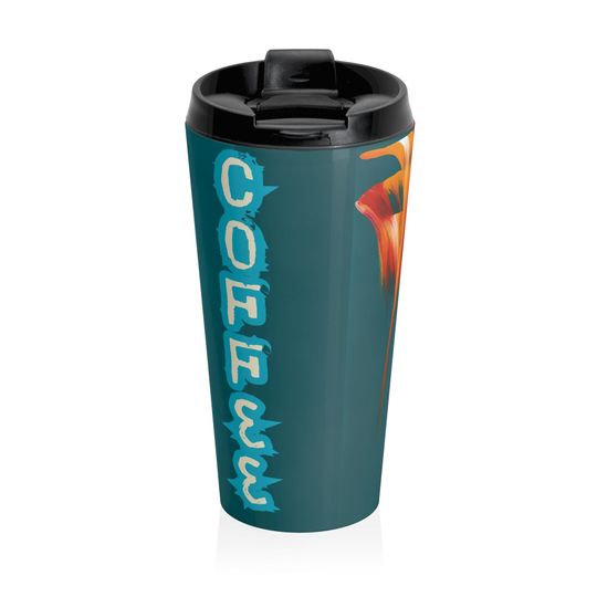 Vibrant Flame Petals Travel Mug Original Artwork by Eagle Gal