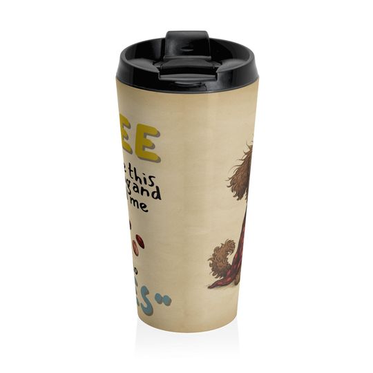 Grumpy Morning Dog Tan Background Edition Travel Mug