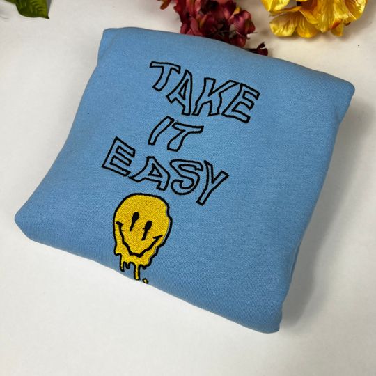 Take It Easy Embroidered Crewneck Sweatshirt