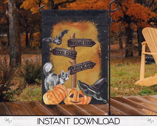 Halloween Garden Flag Design, Halloween Flag, Sublimation Download