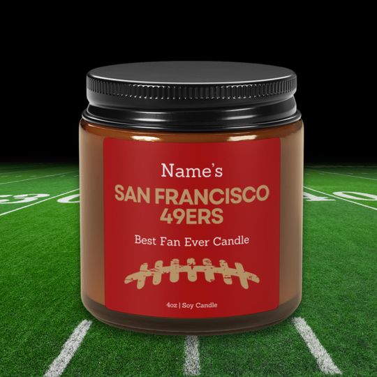 San Francisco 49ers Personalized Candle: Football Fan Gift
