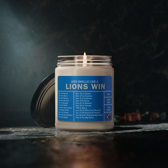 Detroit Lions 2025 Football Schedule Candle | Father's Day Present, Gift for Him, Sports Candle, Lucky Gameday Candle
