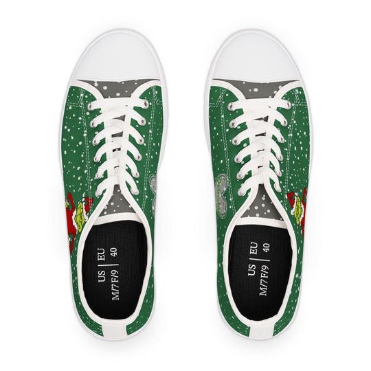 funny character Christmas Sneakers: Women's Holiday Low Top Shoes