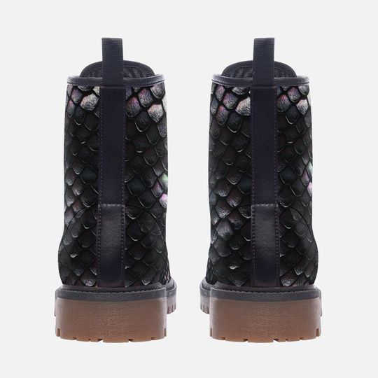 Iridescent Snakeskin Pattern Leather Boots