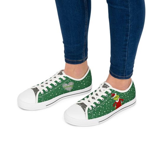 funny character Christmas Sneakers: Women's Holiday Low Top Shoes