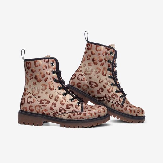 Rose Gold Leopard Print Leather Boots