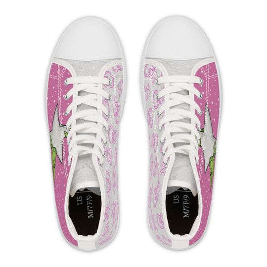 funny character Women's High Top Pink Sneakers