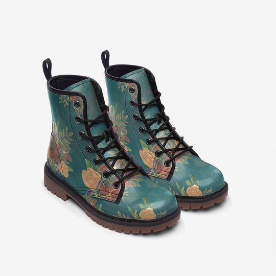 Vintage Floral Light Combat Boots
