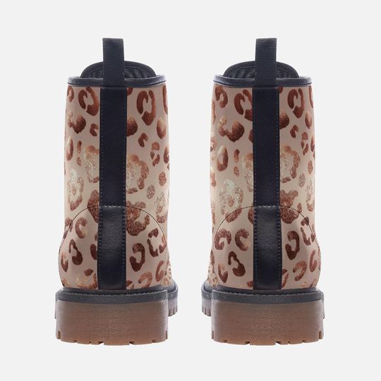 Rose Gold Leopard Print Leather Boots