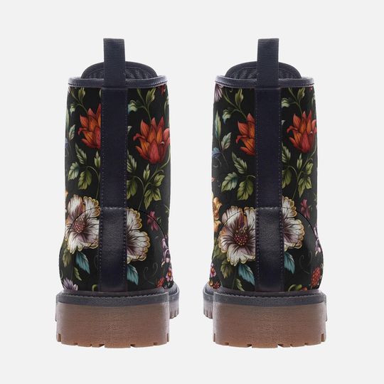 Floral Print Casual Leather Boots