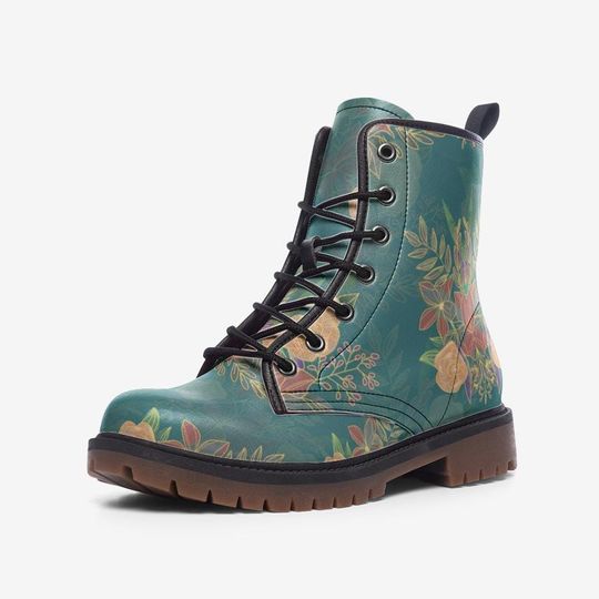Vintage Floral Light Combat Boots