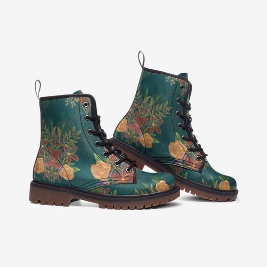 Vintage Floral Light Combat Boots