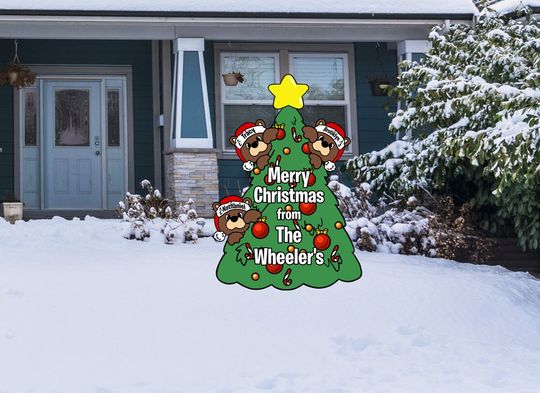 Custom Christmas Bears Yard Sign