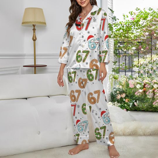 Six Seven Meme Christmas Contrast Pajamas Set