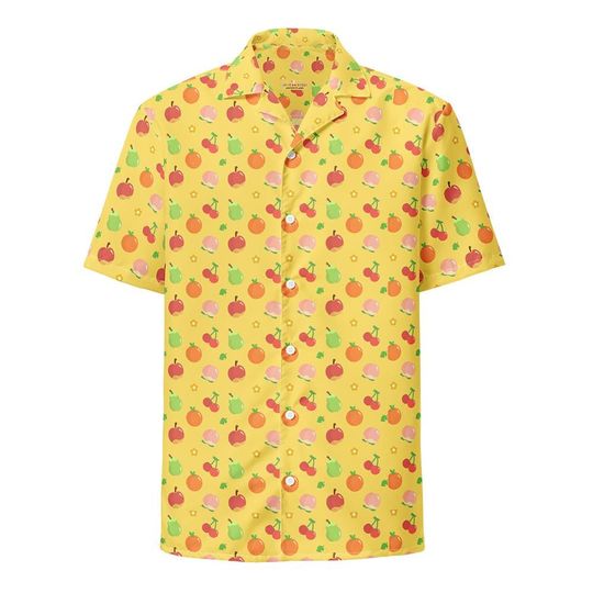 Forest Fruit Yellow | Unisex Oversized Button Up Hawaiian Shirt | Animal Video Game | Unique Funny Gift Idea