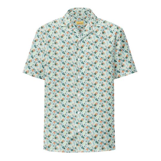 Botanical Boardgame Button Up | Unisex Oversized Hawaiian Shirt | Floral Dnd | Renfest, Festival Outfit, Unique Nerdy Funny Gift Idea