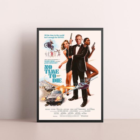 No Time To Die '83 Retro Painted James Bond 007 Movie Decor Poster
