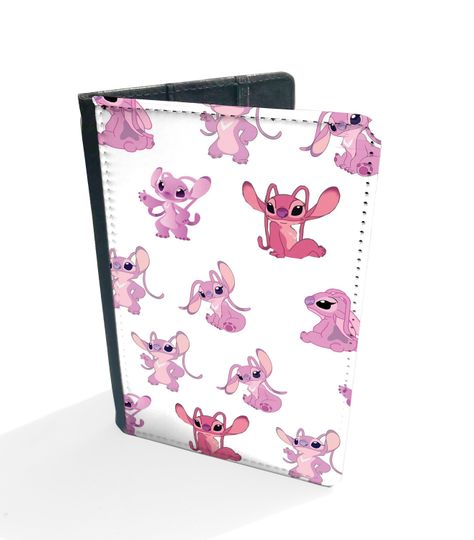 Stylish Faux Leather Passport Cover & Luggage Tag Disney Stitch's Angel Love Travel Accessories Gift