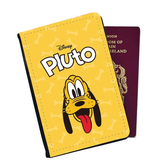 Personalised Stylish Faux Leather Passport Cover - Travel Accessories Gift - Disney Micky Mouse's Pet Dog Pluto