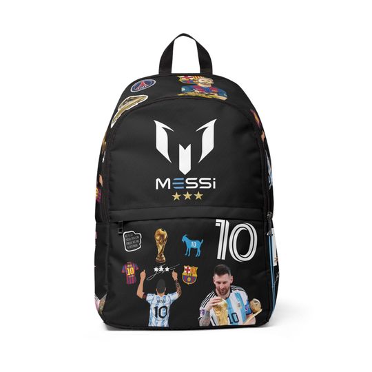 Messi School Backpack Black, Soccer Backpack, Soccer Fan Gift, Travel Pack