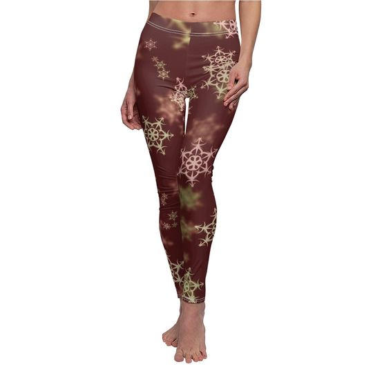 Christmas Snowflake Leggings, Holiday Leggings
