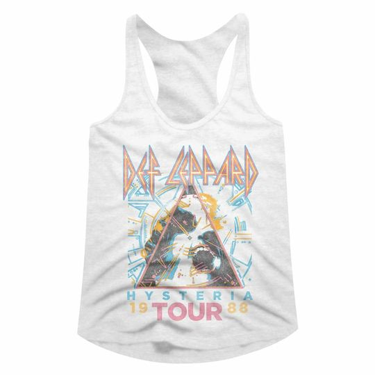 Def Leppard Hysteria 88 White Junior Racerback Tank Top