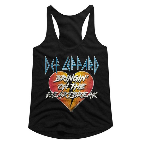Def Leppard Bringin' On The Heartbreak Black Junior Racerback Tank Top