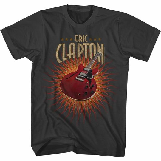 Eric Clapton Guitar Flames Smoke Adult T-Shirt