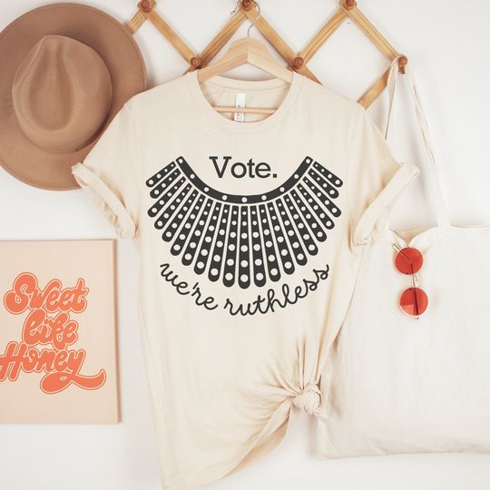 Vote We're Ruthless T-shirt, I Dissent Ruth Bader Ginsburg Collar, Roe Vs Wade 1973