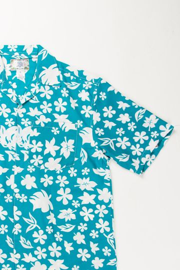 Blue & White Floral Print Hawaiian Shirt
