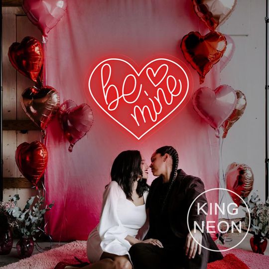 Be Mine Heart LED Neon Sign, Valentine's Day Party Decor