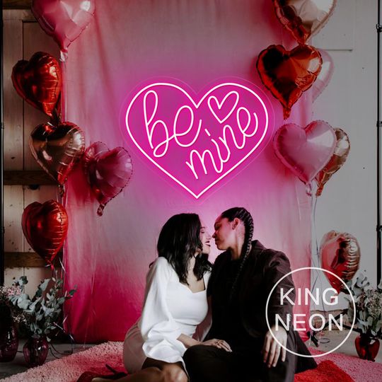 Be Mine Heart LED Neon Sign, Valentine's Day Party Decor
