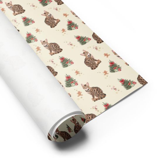 Bengal Cat Christmas Wrapping Paper Sheets: 3 | Cat Gift Wrap
