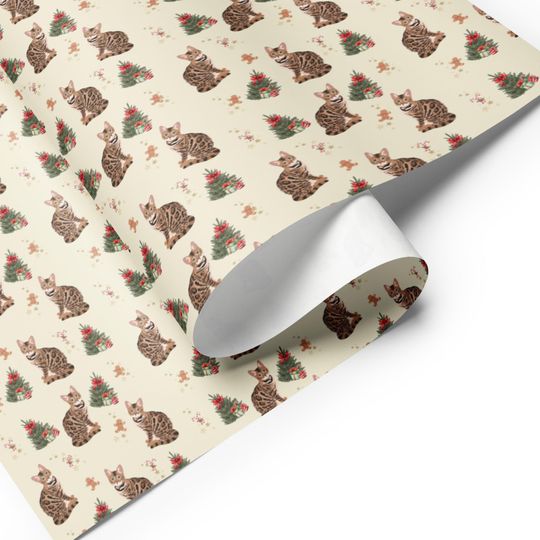 Bengal Cat Christmas Wrapping Paper Sheets: 3 | Cat Gift Wrap
