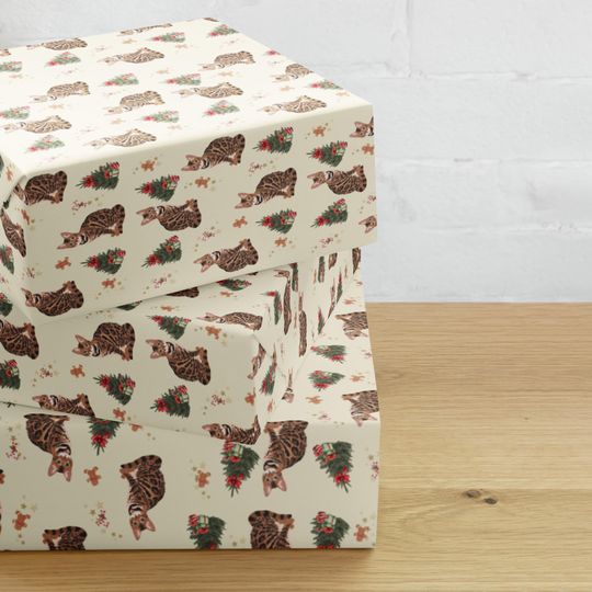Bengal Cat Christmas Wrapping Paper Sheets: 3 | Cat Gift Wrap