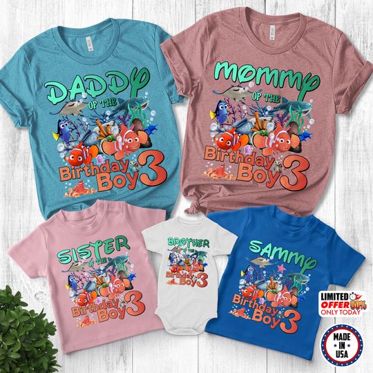 Finding Nemo Birthday Shirt, Finding Nemo Family Birthday, Personalized Finding Nemo Birthday, Finding Matching Birthday Family