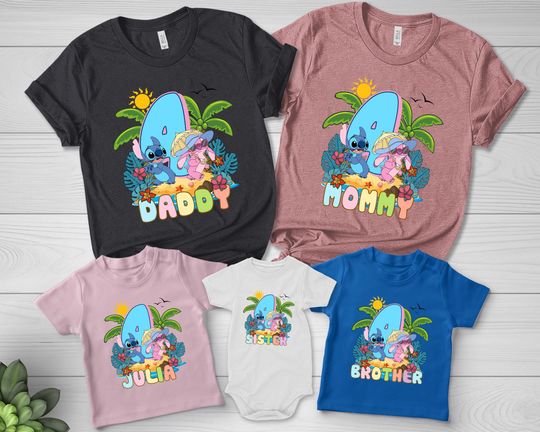 Disney Lilo & Stitch Movie 2025 Birthday Floral T-Shirt, Disney Stitch Angel Birthday Shirt, Birthday Girl Shirt, Disneyland Shirt