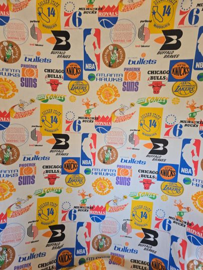 Vintage bibb nba basketball bedsheet 1970s