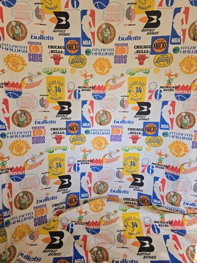 Vintage bibb nba basketball bedsheet 1970s