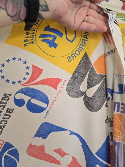 Vintage bibb nba basketball bedsheet 1970s