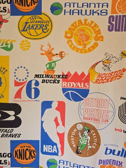 Vintage bibb nba basketball bedsheet 1970s