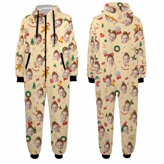 Personalized Christmas Hooded Flannel Pajamas: Custom Family Photo
