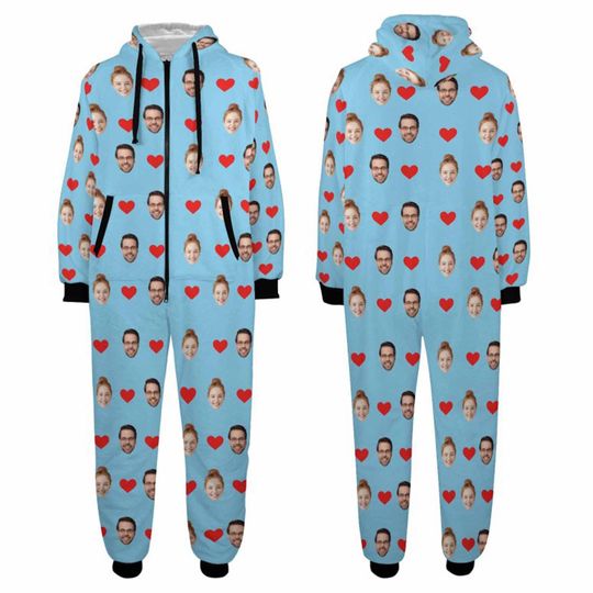 Custom Face Zipper Pajamas: Personalized Flannel Onesie