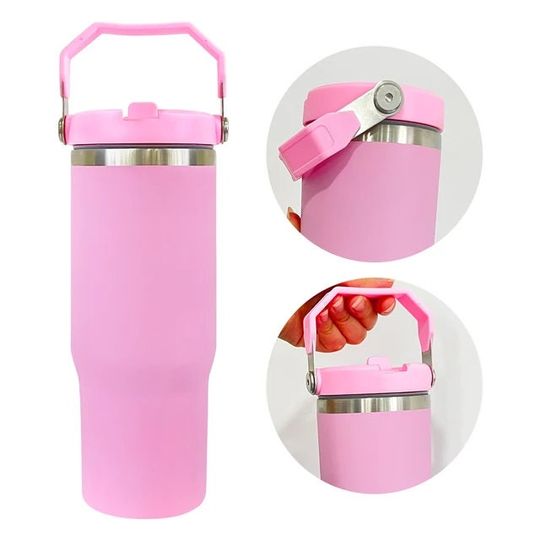 Cute Purple Kuromi 30oz Flip Straw Water Bottle with Handle