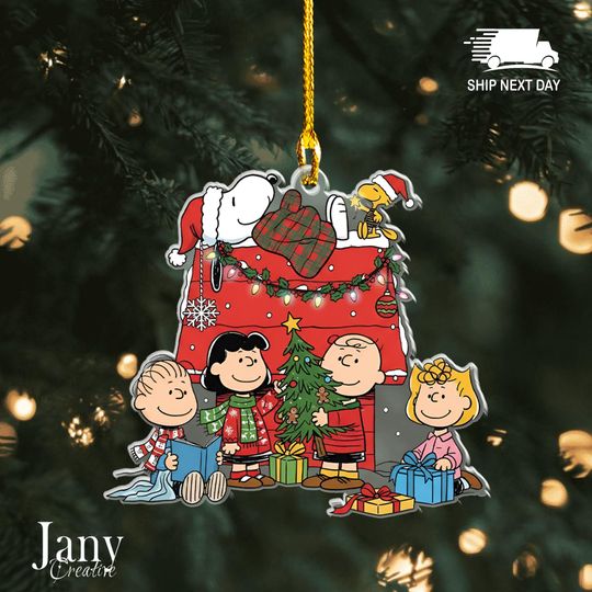 Christmas Cartoon Dog and Friend Ornament: Acrylic Holiday Keepsake