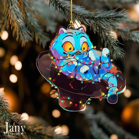 Derpy Tiger Cat Ornament  Kpop Demon Hunter Inspired Acrylic Christmas Decor Gift