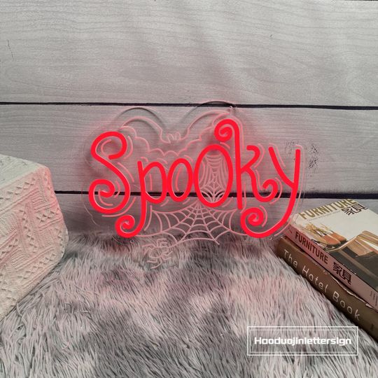 Spooky Bat & Spiderweb Neon Sign - Custom Halloween LED Neon Light for Home & Party Decor
