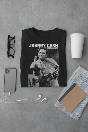 Johnny Cash Middle Finger T-Shirt, Johnny Cash Tshirt