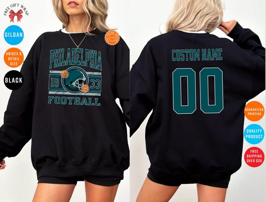 Custom Philadelphia Football Sweatshirt: Personalized Name & Number On The Back, Eagle Jersey